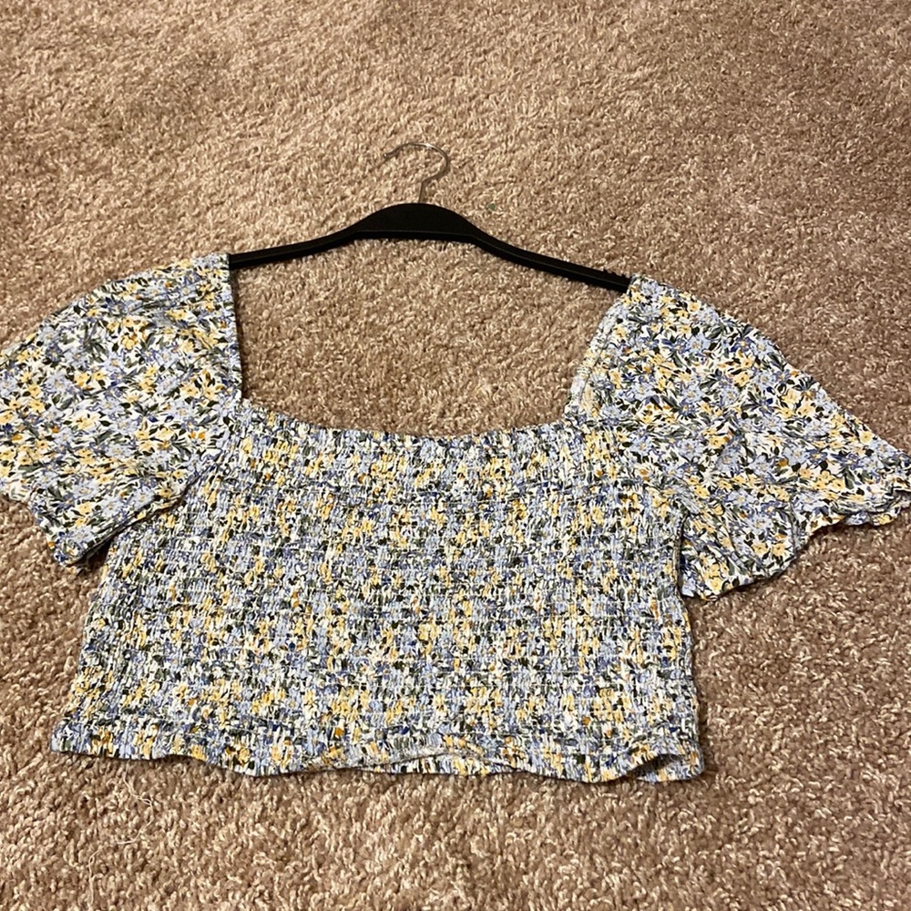 Floral smocked crop top
